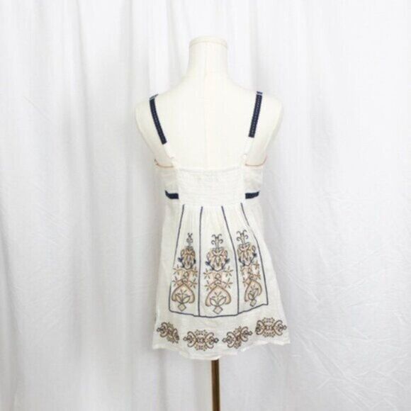 Forever 21 Y2K 90s White Black Tan Cami Babydoll Cotton V-Neck Top Small - Picture 3 of 10